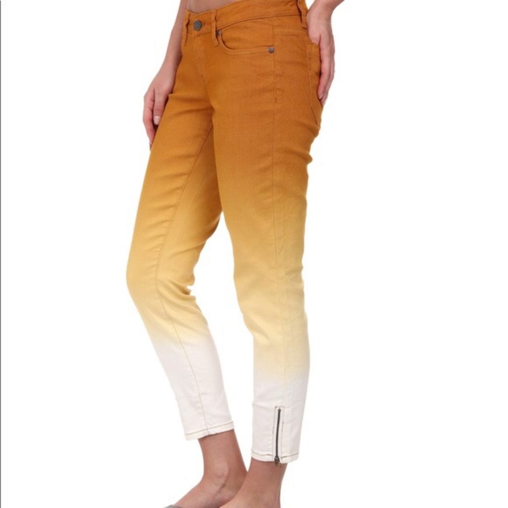 PRANA Women's Yellow Ombre Ankle Zip Fitted Capris